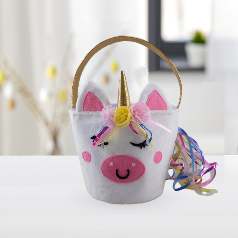 Easter Plush Unicorn Candy Basket Kids Gifts Party Decor