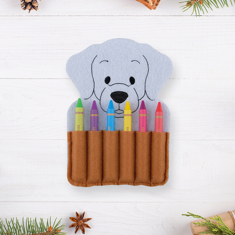 Travel-Friendly Felt Dog Crayon Case - Art On The Go for Kids
