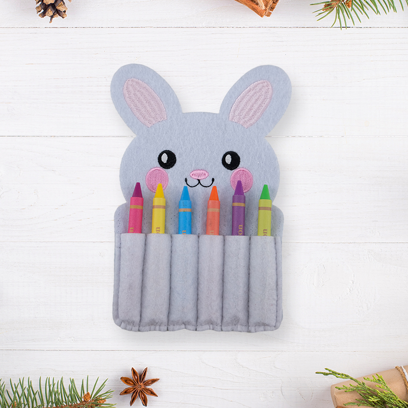 Cute Bunny Felt Crayon Organizer - Stylish Artistic Fun