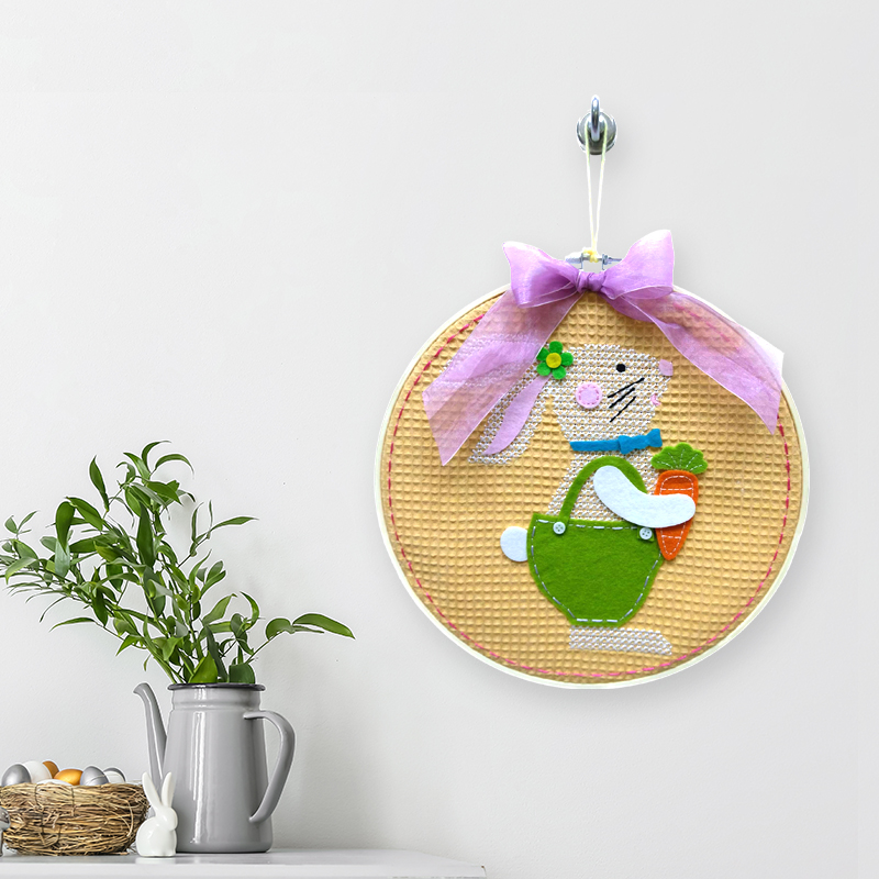 Handcrafted Embroidered Bunny Wall Art