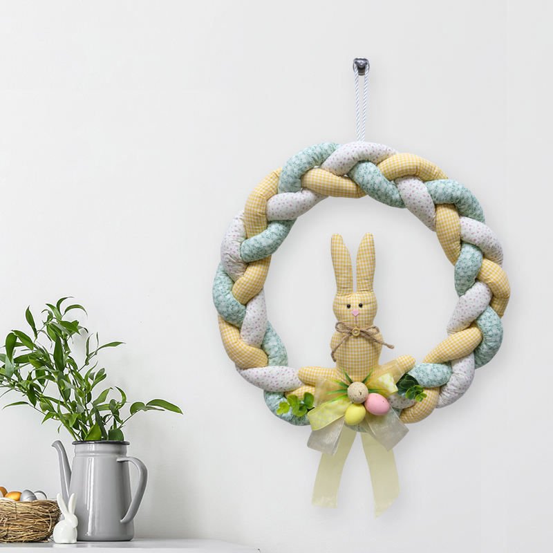 Easter Pastel Gingham Bunny Wreath