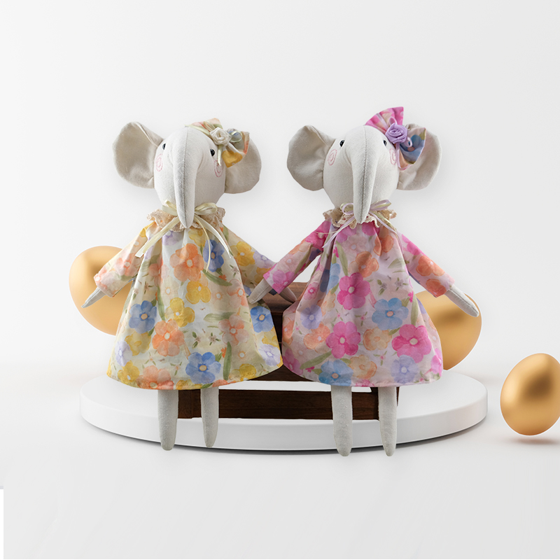 Floral Dress Elephant Plush Dolls Easter Sitting Elephant Tabletop Decor