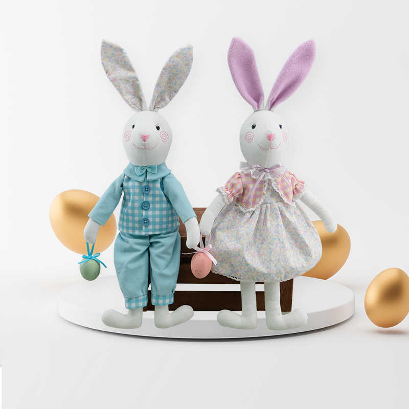 Pastel Party Bunny Duo with Seasonal Accessories