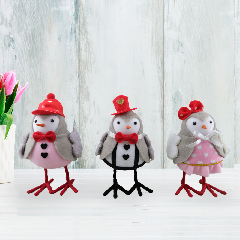 Charming Trio of Felt Penguins - Handcrafted Decorative Figurines