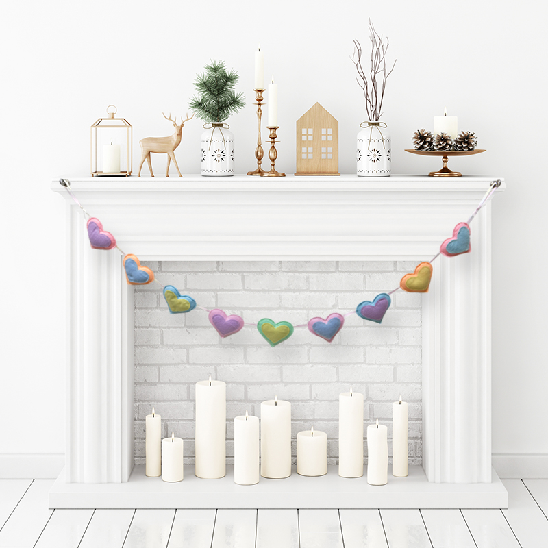 Pastel Heart Felt Garland - Charming Home & Event Decor