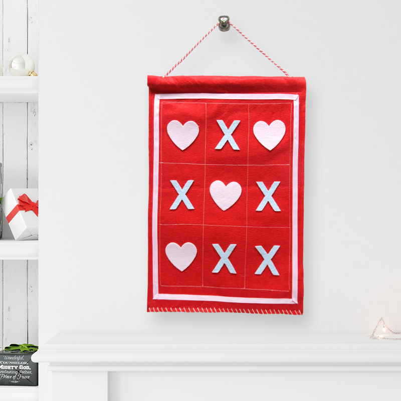 Love’s Tic-Tac-Toe Wall Art - Red and White Felt Game Board