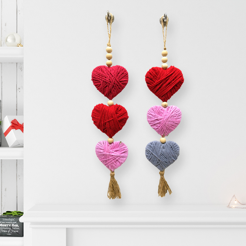 Yarn Heart Wall Charms - Trio of Love