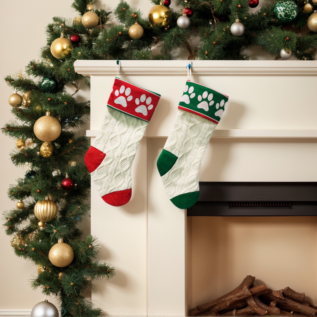 Cute Dog Paw knitted Christmas Stockings