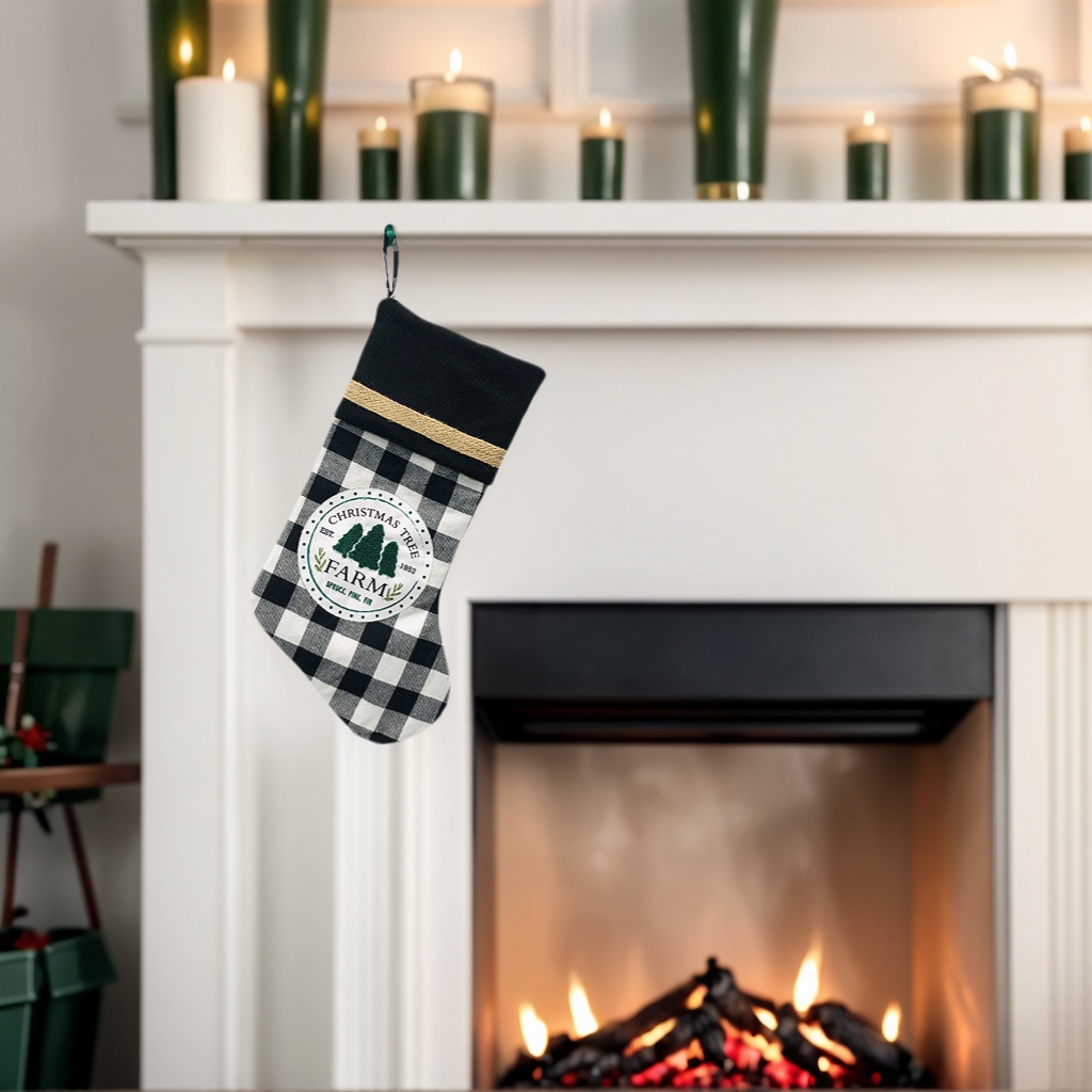Wall Decoration Christmas Stocking Plaid Decorations Xmas Socks