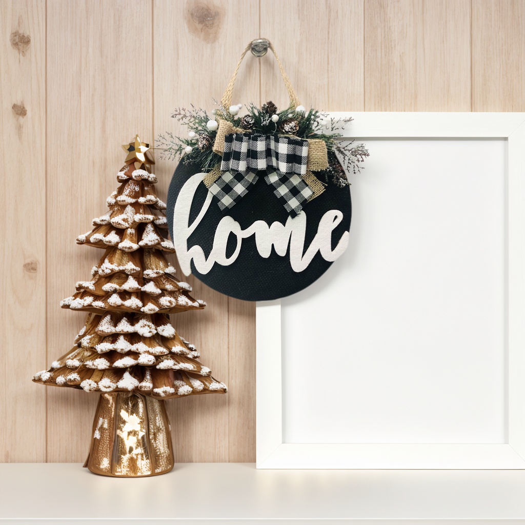 Buffalo Plaid Christmas Ornaments Decoration Decorations Door Hanger
