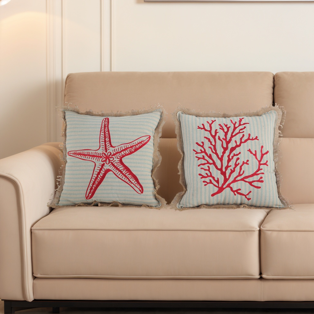 Pillows Home Decor Indoor Decoration Linen Cover Coastal Cartoon Pillow
