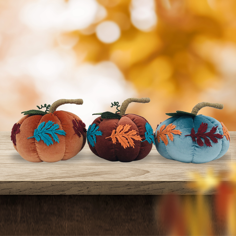 Embroidery Fall Decor Thanksgiving Table Decorations Fabric Pumpkin